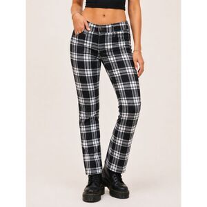 Tripp NYC Black White Plaid Skinny Pants Size 9 Y2K Punk Goth Emo Tartan